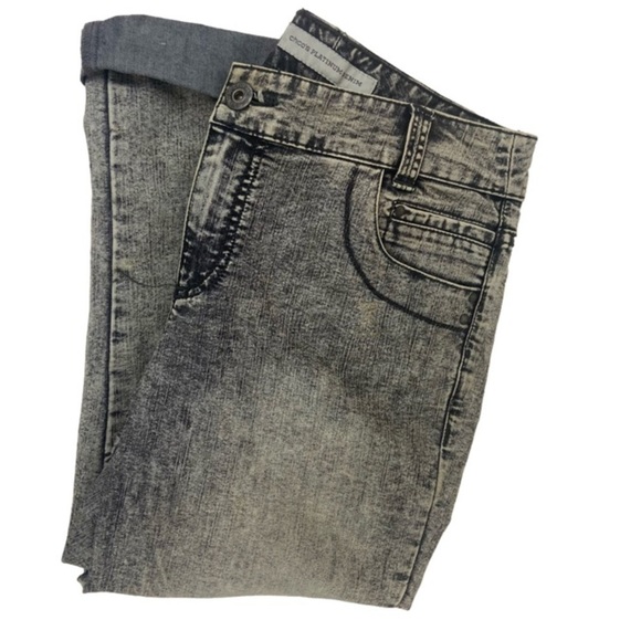 CHICOS Platinum Denim Black Gray Acid Wash Crop Chicos Size 0-Women’s Size 4 - Picture 3 of 11